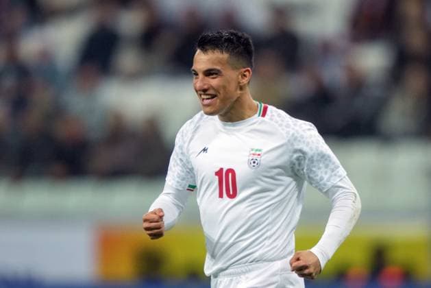 Russia Soccer Friendly Russia - Iran 9023662 10.10.2025 Iran s Amirhossein Hosseinzadeh celebrates scoring his team s first goal during the friendly soccer match between Russia and Iran, in Volgograd, Russia. Alexander Vilf Sputnik Volgograd Russia  Copyright: xAlexanderxVilfx