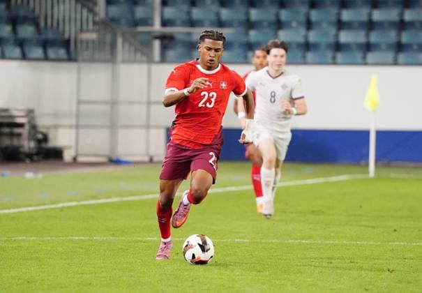10 10 2025 Lucerne Switzerland Swissporarena Soccer Men European Under 21 Championship Switzerland Iceland Picture Junior Ze SUI Action Single picture