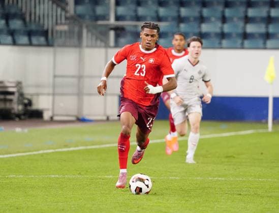 10 10 2025 Lucerne Switzerland Swissporarena Soccer Men European Under 21 Championship Switzerland Iceland Picture Junior Ze SUI Action Single picture