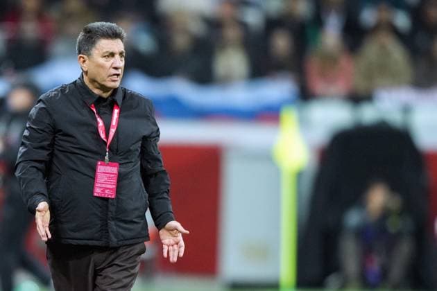 Russia Soccer Friendly Russia - Iran 9023764 10.10.2025 Iran s head coach Amir Ghalenoei reacts during the friendly soccer match between Russia and Iran, in Volgograd, Russia. Alexander Vilf Sputnik Volgograd Russia  Copyright: xAlexanderxVilfx