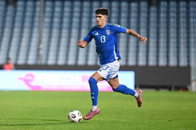 CALCIO - UEFA Campionato Europeo - Qualifying - Italy U21, U 21 vs Sweden U21 Davide Bartesaghi (Italy) in action during Qualifying - Italy U21 vs Sweden U21, UEFA European Football Championship in Cesena, Italy, October 10 2025 Cesena Italy  Copyright: xIPAxSport ABACAx