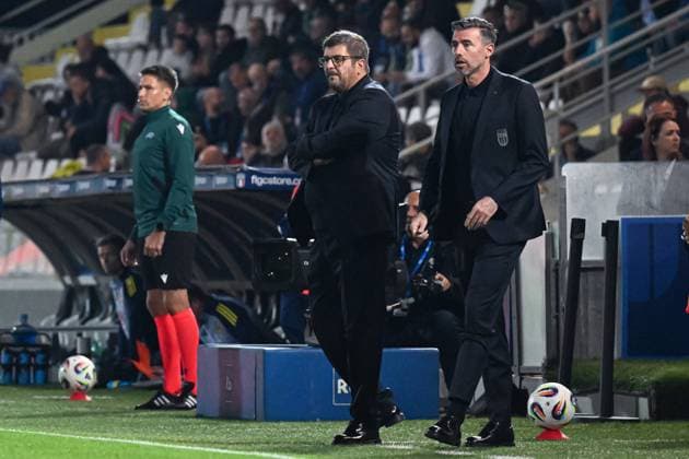 Silvio Baldini and Andrea Barzagli (Italy) during the match during Qualifying - Italy U21, U 21 vs Sweden U21, UEFA European Football Championship in Cesena, Italy, October 10 2025  Copyright: xGianlucaxRicci IPAxSportx xipa-agency.netx xx IPA_66408651 IPA_Agency_IPA66408651
