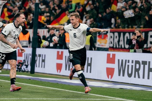 Sinsheim, Germany, October 10th 2025 Joshua Kimmich ( 6 - Germany) celebration of his goal for the 4-0 with David Raum ( 22 - Germany) during the UEFA European Qualifiers match between Germany vs. Luxemburg at PreZero Arena, in Sinsheim, Germany. (Gabor Baumgarten SPP) Copyright: xGaborxBaumgartenx xSPPx spp-en-GaBaSp-10_10_Germany_Luxemburg_European Qualifiers_Gabor_Baumgarten-09140