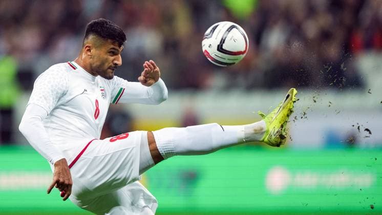Russia Soccer Friendly Russia - Iran 9023848 10.10.2025 Iran s Mohammad Mohebi kicks the ball during the friendly soccer match between Russia and Iran, in Volgograd, Russia. Alexander Vilf Sputnik Volgograd Russia  Copyright: xAlexanderxVilfx