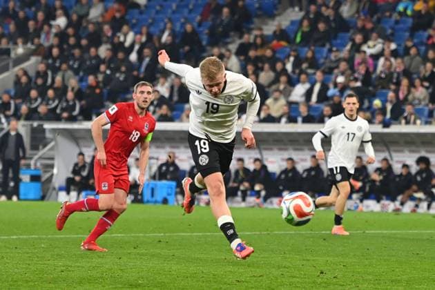 Header Jonathan BURKARDT GER , Action Soccer Laenderspiel, WM Qualifikation Gruppe A Spieltag 07 Germany GER Luxembourg LU 4 0 am 10 10 2025, PreZero Arena Sinsheim