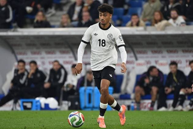 Nathaniel BROWN GER on the ball, action,single action,single image,cropped image,full body shot,whole figure Soccer international match, World Cup Qualification Group A Matchday 07 Germany GER Luxembourg LU 4 0 on 10 10 2025, PreZero Arena Sinsheim