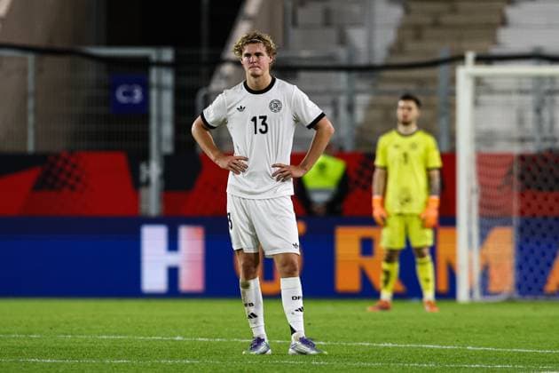 Tom Alexander Rothe Germany,13 European Championship qualification U 21 Group F international match Germany vs. Greece in the ad hoc Arena at the Ernst Abbe Sportfeld in Jena Action,soccer,man,men,Germany,10 10 2025