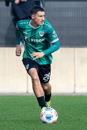 10 10 2025, Football friendly, Borussia Moenchengladbach SC Preussen Muenster, Season 2025 2026, Foal pitch at Borussia Park in Moenchengladbach Marco Meyerhoefer SC Preussen Muenster, 28 on the ball Photo Kirchner Media Thomas Haesler Copyright: xKirchner-Media ThomasxHaeslerx