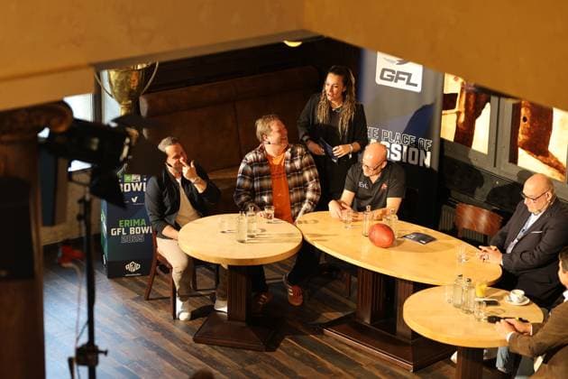 GFL Livetalk Week 23 GFL-Bowl, Potsdam Royals vs. Dresden Monarchs, American Football, German Football League, Week 23, 2025, 11.10.2025, Dresden Rudolf-Harbig-Stadion BW Germany Copyright: xFootxBowl SebastianxJustx