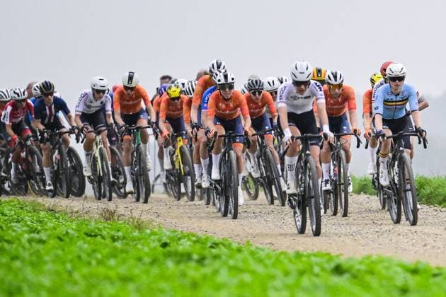 Dutch Shirin Van Anrooij and Belgian Marthe Truyen pictured in action during the women elite race at the UCI World Gravel Championships, Saturday 11 October 2025, in Maastricht, The Netherlands. DIRKxWAEM  x136522256x