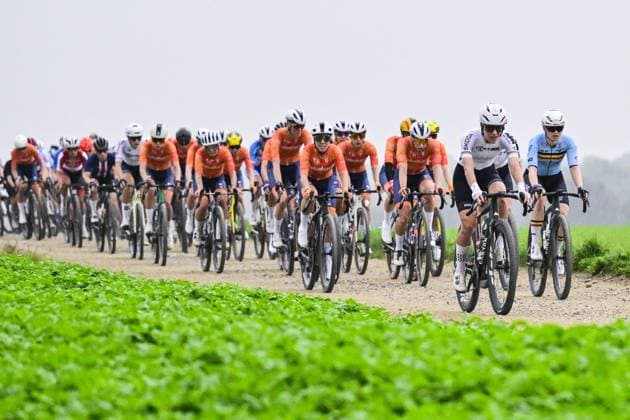 Dutch Shirin Van Anrooij and Belgian Marthe Truyen pictured in action during the women elite race at the UCI World Gravel Championships, Saturday 11 October 2025, in Maastricht, The Netherlands. DIRKxWAEM  x136522257x