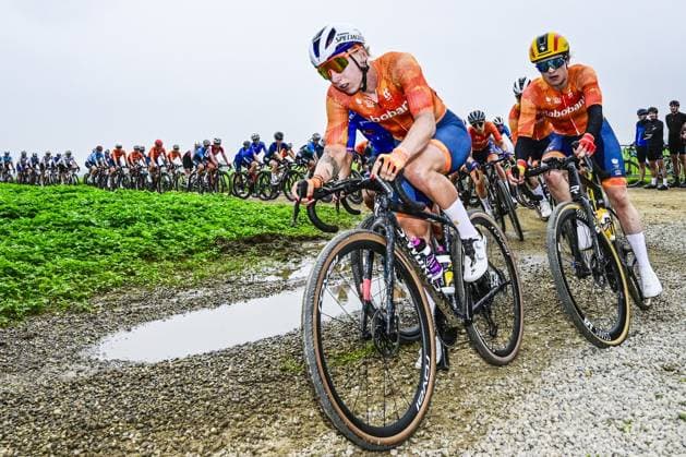 Dutch Lorena Wiebes pictured in action during the women elite race at the UCI World Gravel Championships, Saturday 11 October 2025, in Maastricht, The Netherlands. DIRKxWAEM  x136522331x