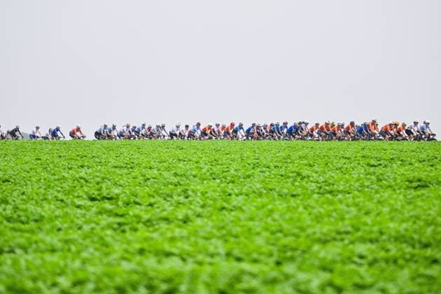 The pack of riders pictured in action during the women elite race at the UCI World Gravel Championships, Saturday 11 October 2025, in Maastricht, The Netherlands. DIRKxWAEM  x136522760x