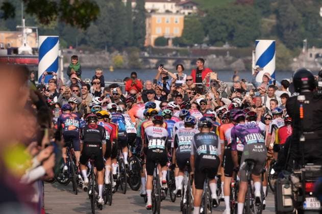 The start during the 119th edition of the Il Lombardia, Tour of Lombardy cycling race, a 241 km one day race from Como to Bergamo on October 11, 2025, Italy.  Copyright: xGianxMattiaxD Alberto LaPressex