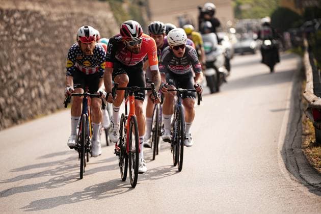 The pack rides cycles during the 119th edition of the Il Lombardia, Tour of Lombardy cycling race, a 241 km one day race from Como to Bergamo on October 11, 2025, Italy.  Copyright: xMarcoxAlpozzi LaPressex