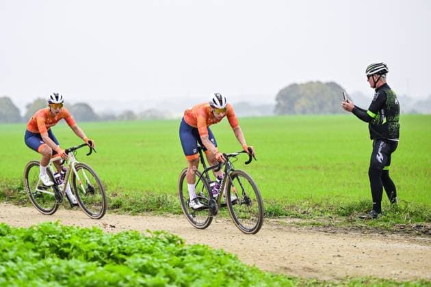 Dutch Lorena Wiebes pictured in action during the women elite race at the UCI World Gravel Championships, Saturday 11 October 2025, in Maastricht, The Netherlands. DIRKxWAEM  x136525559x