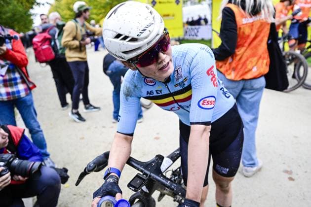 Belgian Marthe Truyen pictured after the women elite race at the UCI World Gravel Championships, Saturday 11 October 2025, in Maastricht, The Netherlands. DIRKxWAEM  x136529158x