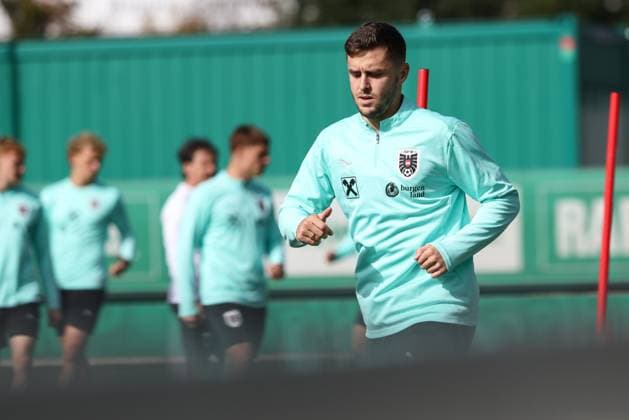 SOCCER - FIFA WC quali, ROU vs AUT VIENNA,AUSTRIA,11.OCT.25 - SOCCER - FIFA World Cup, WM, Weltmeisterschaft, Fussball 2026, European Qualifiers, group stage, OEFB international match, Länderspiel, Nationalmannschaft Romania vs Austria, preview, training Team AUT. Image shows Christoph Baumgartner (AUT).  GEPAxpictures xArminxRauthner