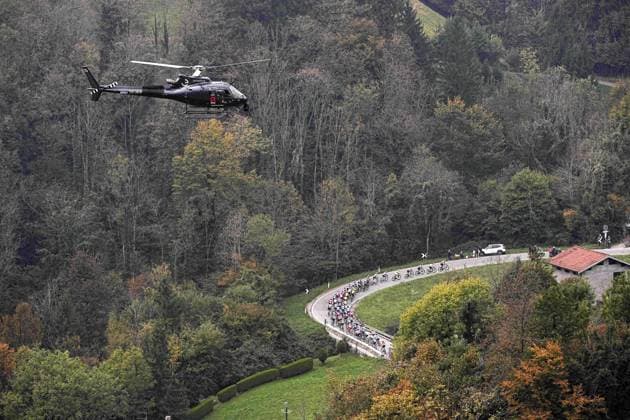 The pack rides cycles during the 119th edition of the Il Lombardia, Tour of Lombardy cycling race, a 241 km one day race from Como to Bergamo on October 11, 2025, Italy.  Copyright: xMarcoxAlpozzi LaPressex