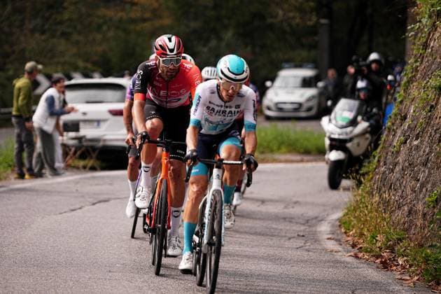 The pack rides cycles during the 119th edition of the Il Lombardia, Tour of Lombardy cycling race, a 241 km one day race from Como to Bergamo on October 11, 2025, Italy.  Copyright: xMarcoxAlpozzi LaPressex