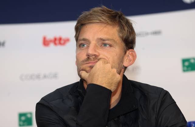 Belgian David Goffin pictured during the draw ahead of the European Open ATP, Tennis Herren tennis tournament at the ING Arena Brussels Expo in Brussels, on Saturday 11 October 2025. The European Open will be played from 12 to 19 October 2025. VIRGINIExLEFOUR  x136534861x