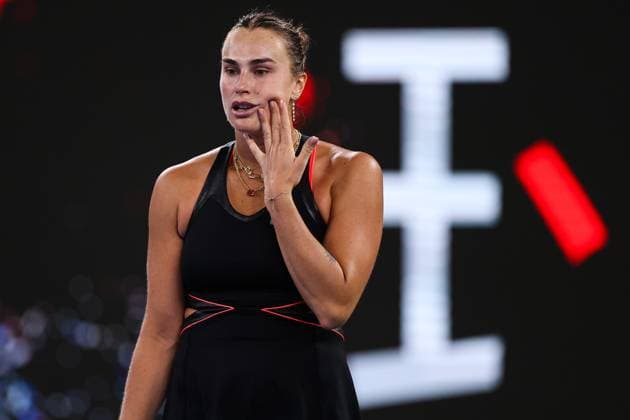 WUHAN, CHINA - OCTOBER 11: Aryna Sabalenka of Belarus reacts in the Women s Singles Semifinal match against Jessica Pegula of the United States on day 8 of 2025 Wuhan Open at Optics Valley International Tennis Center on October 11, 2025 in Wuhan, Hubei Province of China.  Copyright: xVCGx 111596588501