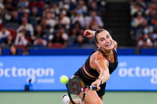 WUHAN, CHINA - OCTOBER 11: Aryna Sabalenka of Belarus returns a shot in the Women s Singles Semifinal match against Jessica Pegula of the United States on day 8 of 2025 Wuhan Open at Optics Valley International Tennis Center on October 11, 2025 in Wuhan, Hubei Province of China.  Copyright: xVCGx 111596588180