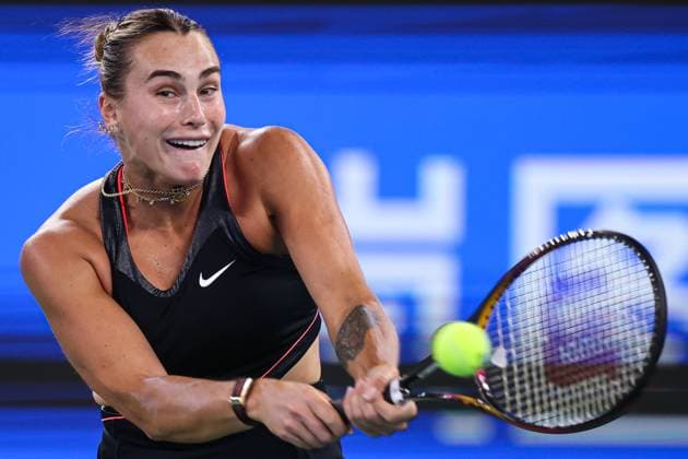 WUHAN, CHINA - OCTOBER 11: Aryna Sabalenka of Belarus returns a shot in the Women s Singles Semifinal match against Jessica Pegula of the United States on day 8 of 2025 Wuhan Open at Optics Valley International Tennis Center on October 11, 2025 in Wuhan, Hubei Province of China.  Copyright: xVCGx 111596588233