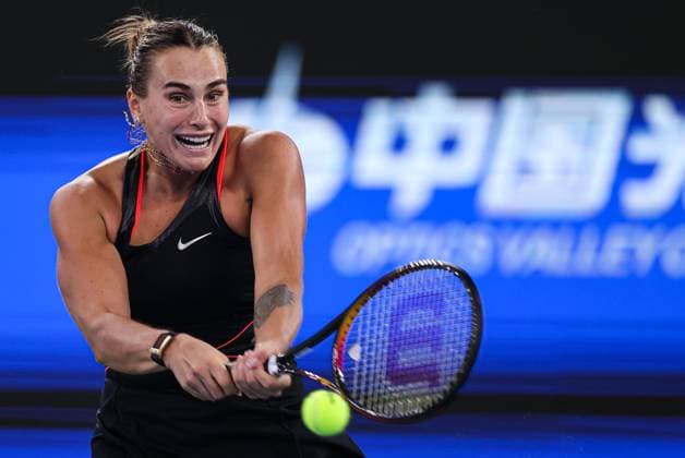 WUHAN, CHINA - OCTOBER 11: Aryna Sabalenka of Belarus returns a shot in the Women s Singles Semifinal match against Jessica Pegula of the United States on day 8 of 2025 Wuhan Open at Optics Valley International Tennis Center on October 11, 2025 in Wuhan, Hubei Province of China.  Copyright: xVCGx 111596588505