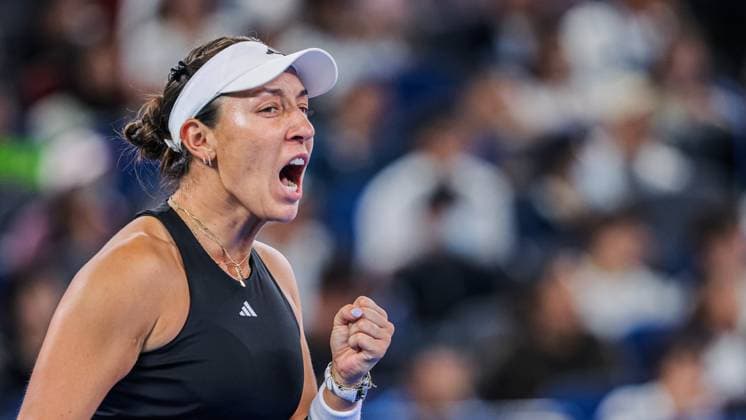 WUHAN, CHINA - OCTOBER 11: Jessica Pegula of the United States reacts in the Women s Singles Semifinal match against Aryna Sabalenka of Belarus on day 8 of 2025 Wuhan Open at Optics Valley International Tennis Center on October 11, 2025 in Wuhan, Hubei Province of China.  Copyright: xVCGx 111596588550