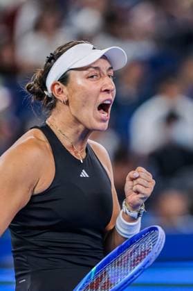 WUHAN, CHINA - OCTOBER 11: Jessica Pegula of the United States reacts in the Women s Singles Semifinal match against Aryna Sabalenka of Belarus on day 8 of 2025 Wuhan Open at Optics Valley International Tennis Center on October 11, 2025 in Wuhan, Hubei Province of China.  Copyright: xVCGx 111596588551
