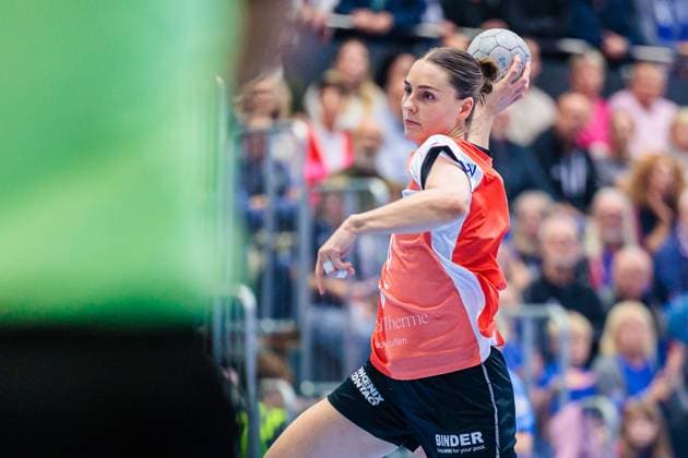 Andrea Jacobsen HSG Blomberg Lippe, 04 in goal throw GER, HSG Blomberg Lippe vs Sport Union Neckarsulm, Handball, 1 Bundesliga Women, Matchday 5, Season 2025 2026, 11 10 2025 GER, HSG Blomberg Lippe vs Sport Union Neckarsulm, Handball, 1 Bundesliga Women, Matchday 5, Season 2025 2026, 11 10 2025 Blomberg Copyright: xEibner-Pressefoto JanxRollingerx EP_JSK