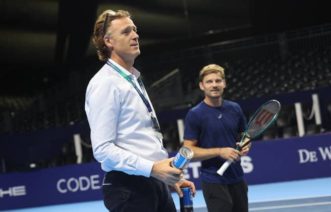 Participant pictured in action during a demonstration session at the European Open ATP, Tennis Herren tennis tournament at the ING Arena Brussels Expo in Brussels, on Saturday 11 October 2025. The European Open will be played from 12 to 19 October 2025. VIRGINIExLEFOUR  x136535169x