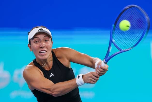 WUHAN, CHINA - OCTOBER 11: Jessica Pegula of the United States returns a shot in the Women s Singles Semifinal match against Aryna Sabalenka of Belarus on day 8 of 2025 Wuhan Open at Optics Valley International Tennis Center on October 11, 2025 in Wuhan, Hubei Province of China.  Copyright: xVCGx 111596588172