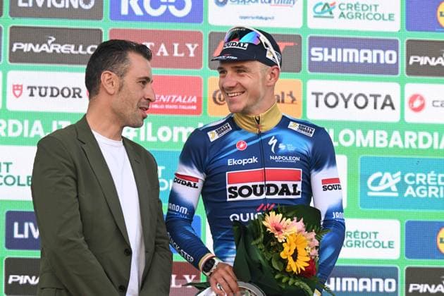 11-10-2025 Giro Di Lombardia; 2025, Soudal - Quick Step; Evenepoel, Remco; Nibali, Vincenzo; Bergamo; 
