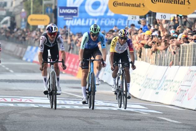 11-10-2025 Giro Di Lombardia; 2025, Q36.5; 2025, Decathlon - Ag2r La Mondiale; 2025, Ineos Grenadiers; Pidcock, Thomas; Seixas, Paul; Bernal Gomez, Arley; Bergamo; 