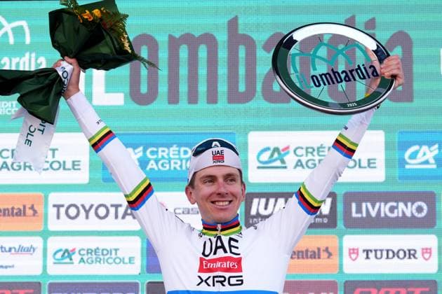 POGACAR Tadej wins the 119th edition of the Il Lombardia, Tour of Lombardy cycling race, a 241 km one day race from Como to Bergamo on October 11, 2025, Italy.  Copyright: xGianxMattiaxD Alberto LaPressex