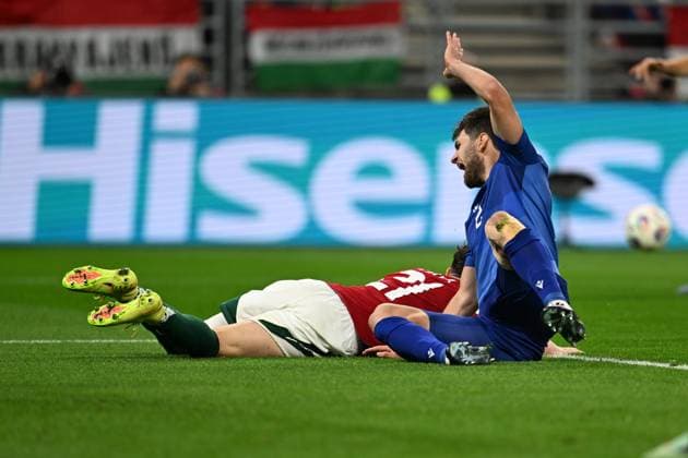 Sergey Muradyan (Armenia) Clash between Alex Toth (Hungary) during the UEFA European 2026 - Qualifying round - Matchday 7 between Hungary vs. Armenia on 11 October 2025 at the Puskas Arena, Budapest, Hungary  Copyright: xVincenzoxOrlando IPAxSportx xipa-agency.netx xx IPA_66434795 IPA_Agency_IPA66434795