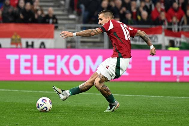 Goal Daniel Lukacs (Hungary) during the UEFA European 2026 - Qualifying round - Matchday 7 between Hungary vs. Armenia on 11 October 2025 at the Puskas Arena, Budapest, Hungary  Copyright: xVincenzoxOrlando IPAxSportx xipa-agency.netx xx IPA_66434963 IPA_Agency_IPA66434963