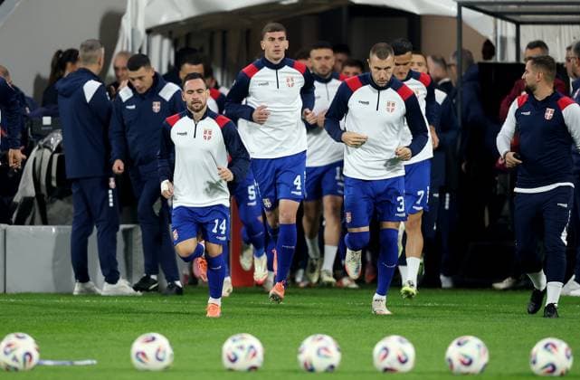 Serbia vs Albania, Group K World Cup 2026 European Qualifiers Leskovac, Serbia. 11th Oct, 2025. Serbia s (L-R) Andrija Zivkovic, Veljko Milosavljevic and Strahinja Pavlovic during the Group K World Cup 2026 European Qualifiers football match between Serbia and Albania on October 11. 2025. in Leskovac, Serbia. Leskovac Serbia Copyright: xPedjaxMilosavljevic STARSPORTx