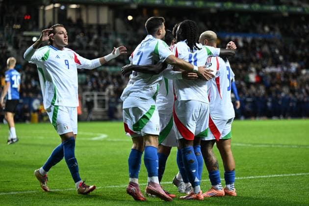 Db Tallin 11 10 2025 - qualificazioni Mondiali 2026 Estonia-Italia foto Daniele Buffa Image nella foto: esultanza gol Moise Kean 