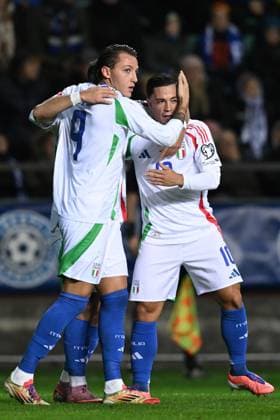 Db Tallin 11 10 2025 - qualificazioni Mondiali 2026 Estonia-Italia foto Daniele Buffa Image nella foto: esultanza gol Mateo Retegui 