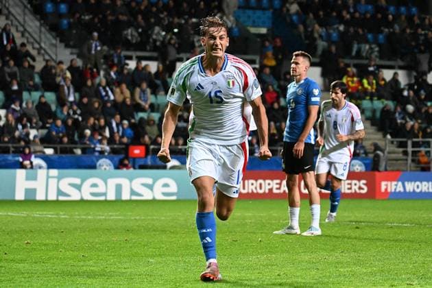 Pio Esposito (Italia) celebrates after the goal during Qualifiers - Estonia vs Italy, FIFA World Cup, WM, Weltmeisterschaft, Fussball match in Tallin, Estonia, October 11 2025  Copyright: xPasqualexGolia IPAxSportx xipa-agency.netx xx IPA_66441634 IPA_Agency_IPA66441634