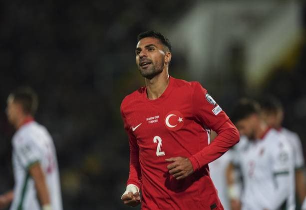 Bulgaria v Turkiye - 2026 FIFA World Cup, WM, Weltmeisterschaft, Fussball European Qualifiers SOFIA, BULGARIA - OCTOBER 11: Zeki Celik (2) of Turkiye celebrates after scoring a goal during the 2026 FIFA World Cup European Qualifier Group E match between Bulgaria and Turkiye at Vasil Levski National Stadium in Sofia, Bulgaria on October 11, 2025. Mehmet Emin Menguarslan Anadolu Sofia Bulgaria. Editorial use only. Please get in touch for any other usage.  Copyright: x2025xAnadoluxMehmetxEminxMenguarslanx