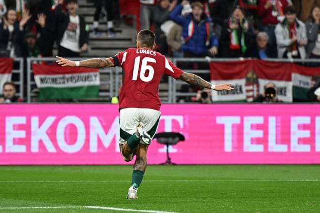 CALCIO - FIFA Mondiali - Qualifiers - Hungary vs Armenia Happiness of Daniel Lukacs (Hungary) after scores a goal durduring the UEFA European 2026 - Qualifying round - Matchday 7 between Hungary vs. Armenia on 11 October 2025 at the Puskas Arena, Budapest, Hungary Budapest Hungary  Copyright: xIPAxSport ABACAx