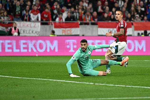 CALCIO - FIFA Mondiali - Qualifiers - Hungary vs Armenia Goal Daniel Lukacs (Hungary) during the UEFA European 2026 - Qualifying round - Matchday 7 between Hungary vs. Armenia on 11 October 2025 at the Puskas Arena, Budapest, Hungary Budapest Hungary  Copyright: xIPAxSport ABACAx