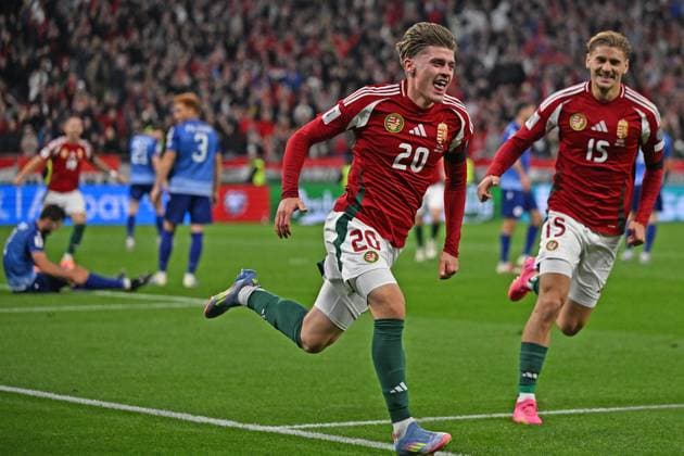 CALCIO - FIFA Mondiali - Qualifiers - Hungary vs Armenia Happiness of Zsombor Gruber (Hungary) after scores a goal during the UEFA European 2026 - Qualifying round - Matchday 7 between Hungary vs. Armenia on 11 October 2025 at the Puskas Arena, Budapest, Hungary Budapest Hungary  Copyright: xIPAxSport ABACAx