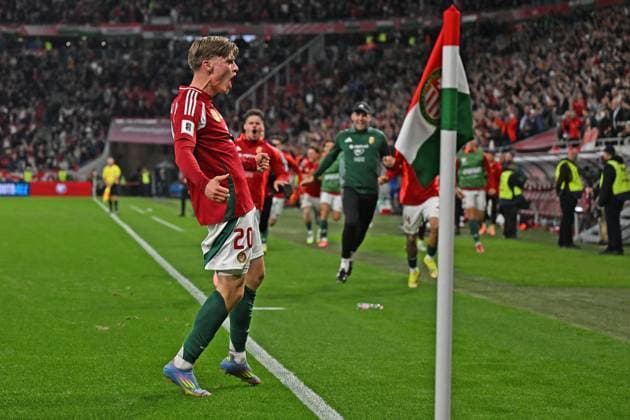 CALCIO - FIFA Mondiali - Qualifiers - Hungary vs Armenia Happiness of Zsombor Gruber (Hungary) after scores a goal during the UEFA European 2026 - Qualifying round - Matchday 7 between Hungary vs. Armenia on 11 October 2025 at the Puskas Arena, Budapest, Hungary Budapest Hungary  Copyright: xIPAxSport ABACAx