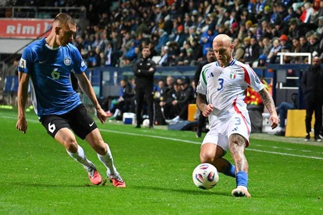 CALCIO - FIFA Mondiali - Qualifiers - Estonia vs Italy Federico Dimarco (Italia) in action during Qualifiers - Estonia vs Italy, FIFA World Cup, WM, Weltmeisterschaft, Fussball match in Tallin, Estonia, October 11 2025 Tallin Estonia  Copyright: xIPAxSport ABACAx