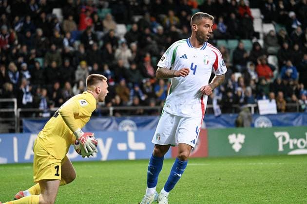 CALCIO - FIFA Mondiali - Qualifiers - Estonia vs Italy Leonardo Spinazzola in action during Qualifiers - Estonia vs Italy, FIFA World Cup, WM, Weltmeisterschaft, Fussball match in Tallin, Estonia, October 11 2025 Tallin Estonia  Copyright: xIPAxSport ABACAx